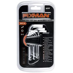 FIXMAN Hex Key Metric W/ball Head 9pce 1.5-10mm